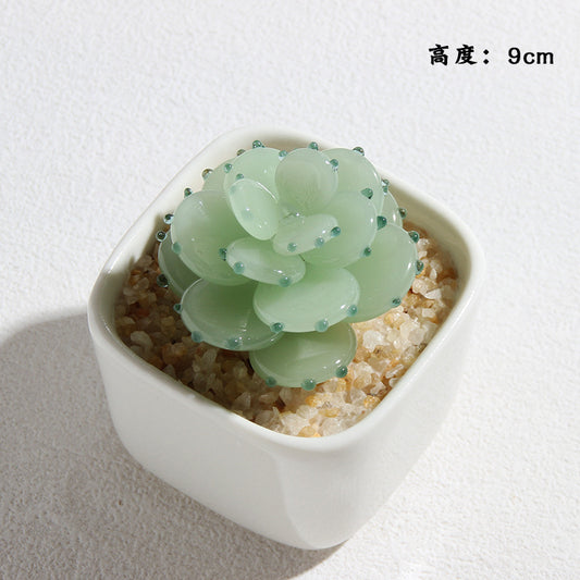 Handmade Glass cactus, Glass Succulent Potted Plants